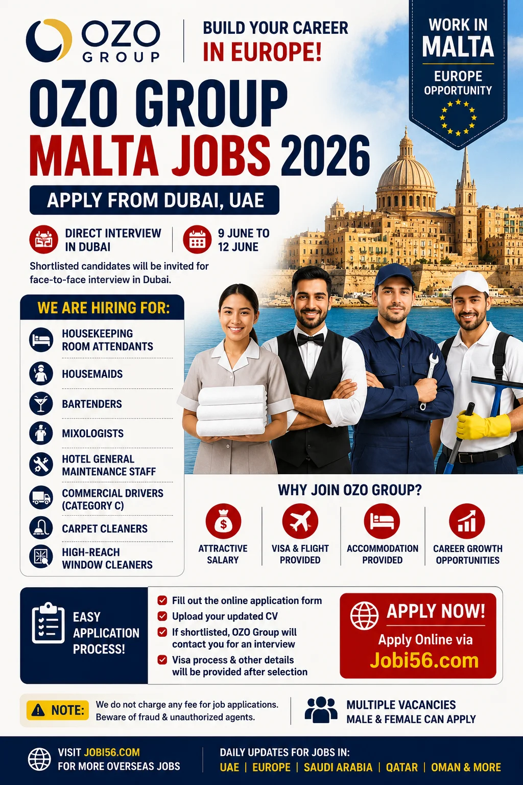 Official Job Advertisement - OZO Group Malta Jobs 2026 – Multiple Vacancies (Apply from UAE)