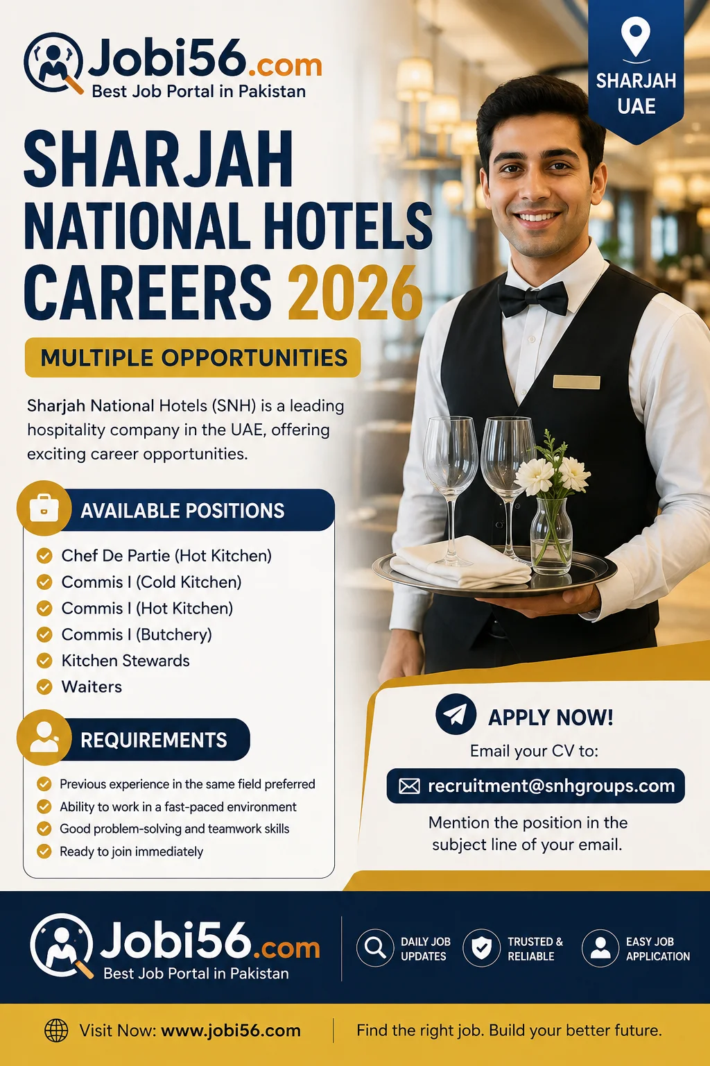 Official Job Advertisement - Sharjah National Hotels Careers 2026 – Multiple Hospitality Jobs