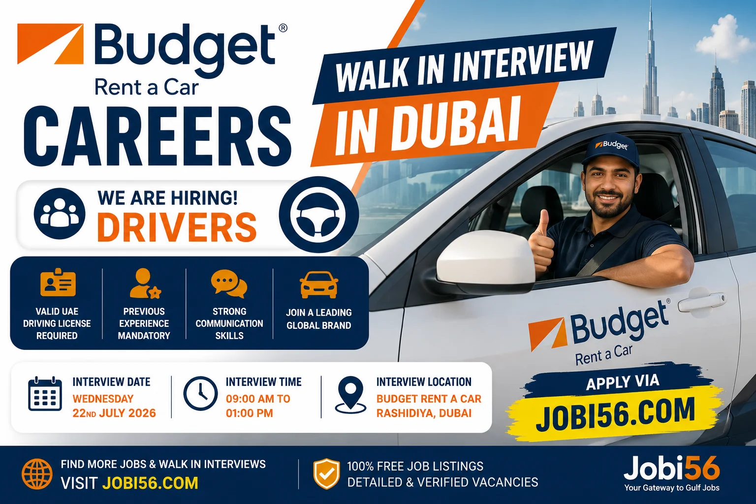 Budget Rent a Car Careers Dubai 2026 | Walk in Interview for Drivers