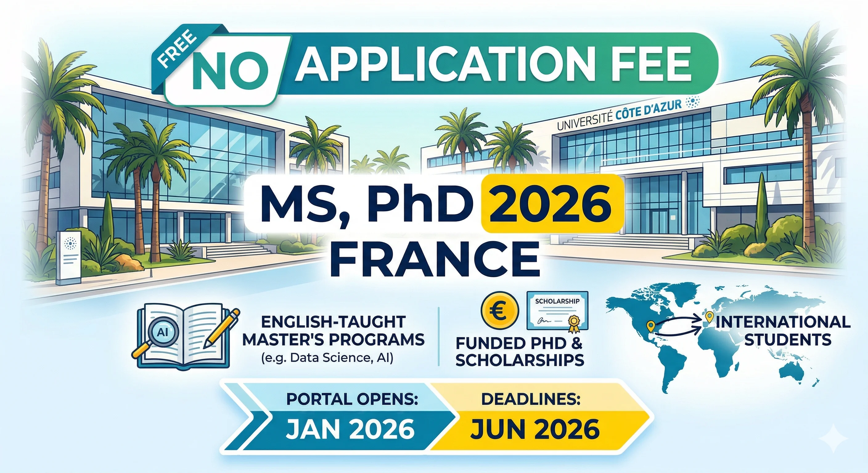 Study in France Without Application Fee (No IELTS) – Complete Guide 2026