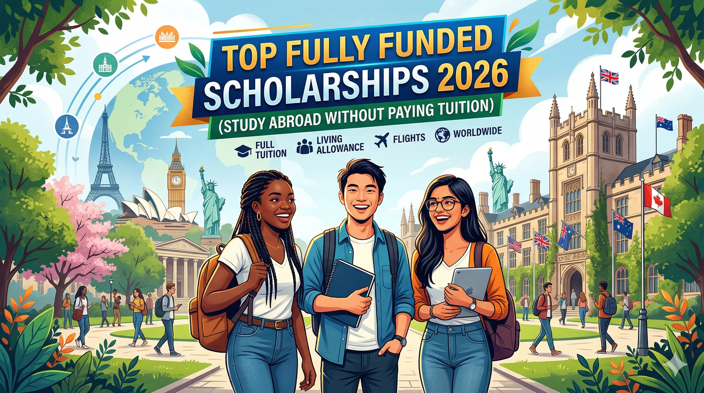 Top Fully Funded Scholarships 2026 (Study Abroad Without Paying Tuition)
