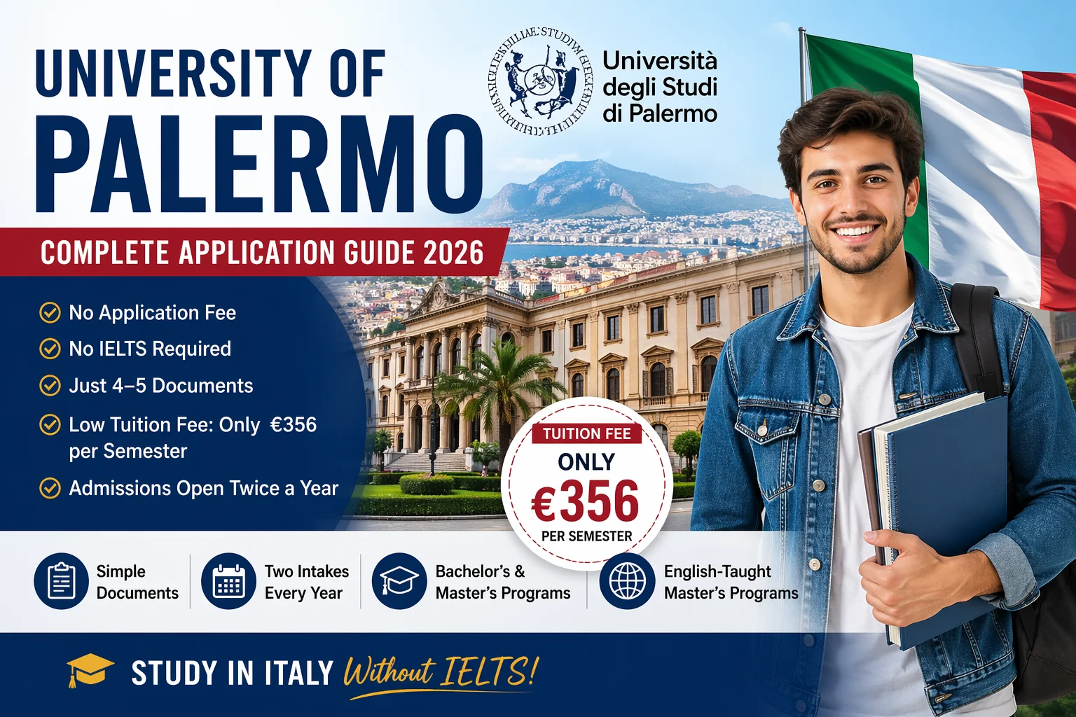 University of Palermo Italy Admission Guide 2026 (No IELTS, No Application Fee)