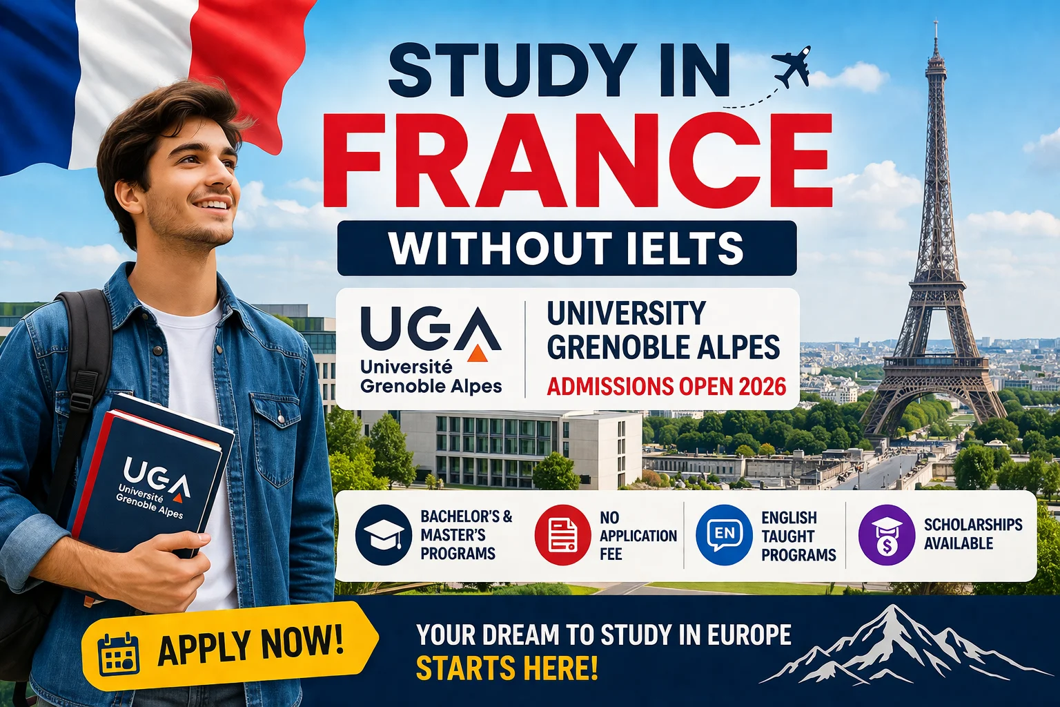 Study in France Without IELTS – University Grenoble Alpes Admissions 2026 (Fully Explained)
